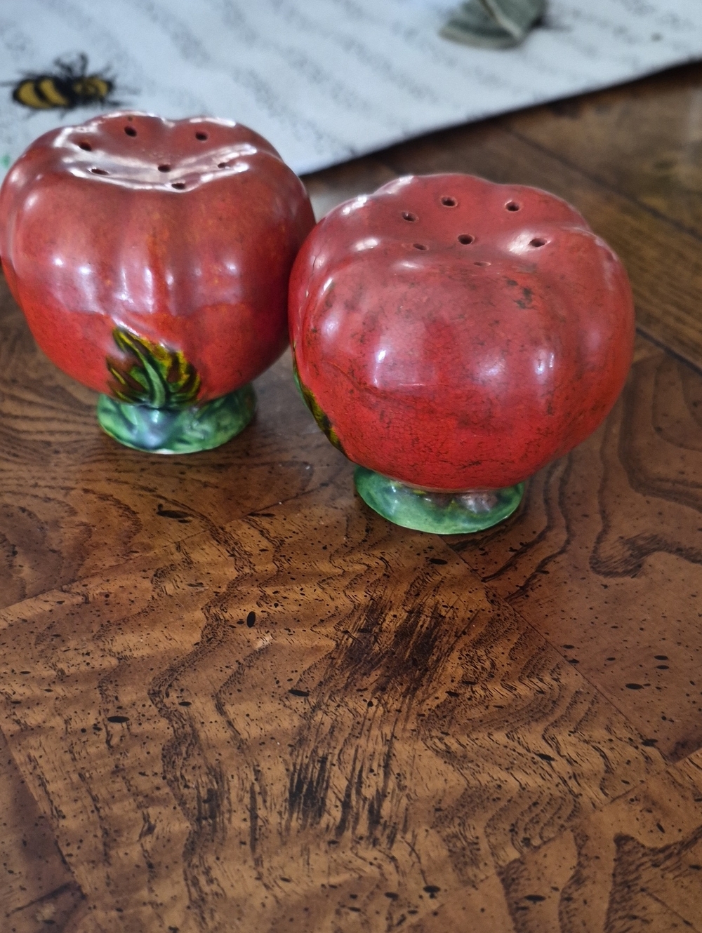 Vintage Maruhon Ware tomato-shaped salt and pepper
